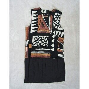 80s Mod Shift Dress Geometric Abstract Tribal Womens Size 12